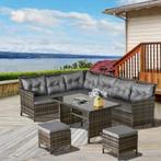 TRUUSK Polyrattan Tuinmeubelset Lounge Grijs, Incl. Bankstel, Tuin en Terras, Tuinsets en Loungesets, Verzenden, Nieuw
