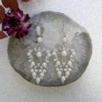 UTOPIA Art Deco witgouden oorbellen met parel en diamant..., Sieraden, Tassen en Uiterlijk, Oorbellen, Gebruikt, Overige kleuren