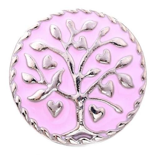 Fako Bijoux® - Click Button - Metaal - Boom - Roze, Sieraden, Tassen en Uiterlijk, Armbanden, Verzenden