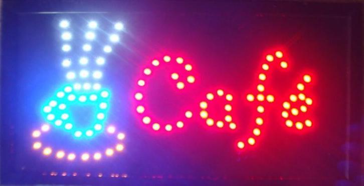 Cafe koffie lamp LED verlichting reclame bord lichtbak #L, Verzamelen, Merken en Reclamevoorwerpen, Nieuw, Verzenden