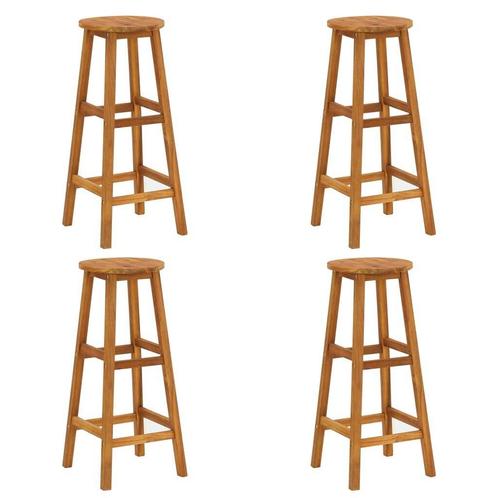 Acacia Houten Barkrukken Set 4 | Tweedekansje | OP=OP, Huis en Inrichting, Barkrukken, 60 tot 90 cm, Met voetsteun, 4 krukken