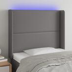 vidaXL Hoofdbord LED 83x16x118/128 cm kunstleer grijs, Verzenden, Nieuw, Grijs, Overige materialen