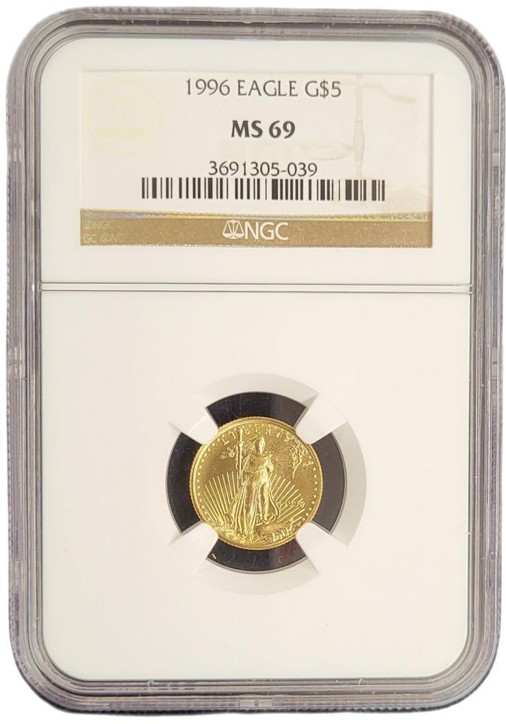 Gouden American Eagle 1/10 oz 1996 NGC MS69 gecertificeerd, Postzegels en Munten, Munten | Amerika, Midden-Amerika, Losse munt
