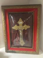 Kader met Jezus kruis - Antiek - Glas, Hout, Metaal -