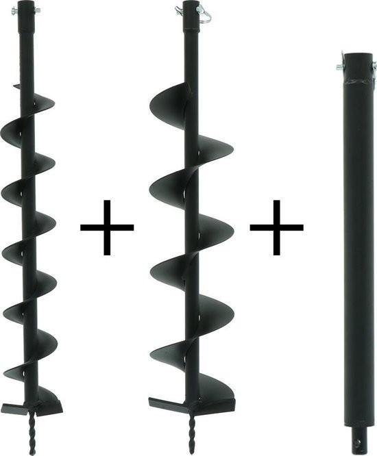 Kibani Grondboren Set 100 MM + 150 MM + Verlengstuk Lengte, Tuin en Terras, Hand-tuingereedschap, Nieuw