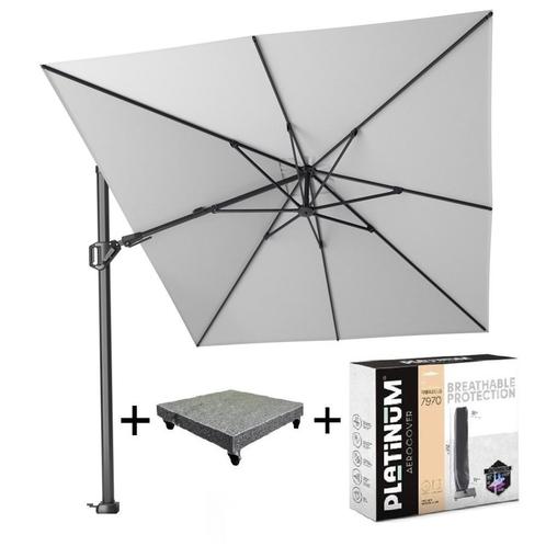 Challenger T2 zweefparasol 350x260 cm wit met  parasolvoet, Tuin en Terras, Parasols, Nieuw, Ophalen of Verzenden