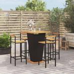 vidaXL 5-delige Tuinbarset poly rattan en massief acaciahout, Verzenden, Nieuw, Rotan, 4 zitplaatsen