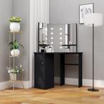 vidaXL Hoekkaptafel met LED 111x54x141,5 cm zwart, Huis en Inrichting, Tafels | Kaptafels, Verzenden, Nieuw