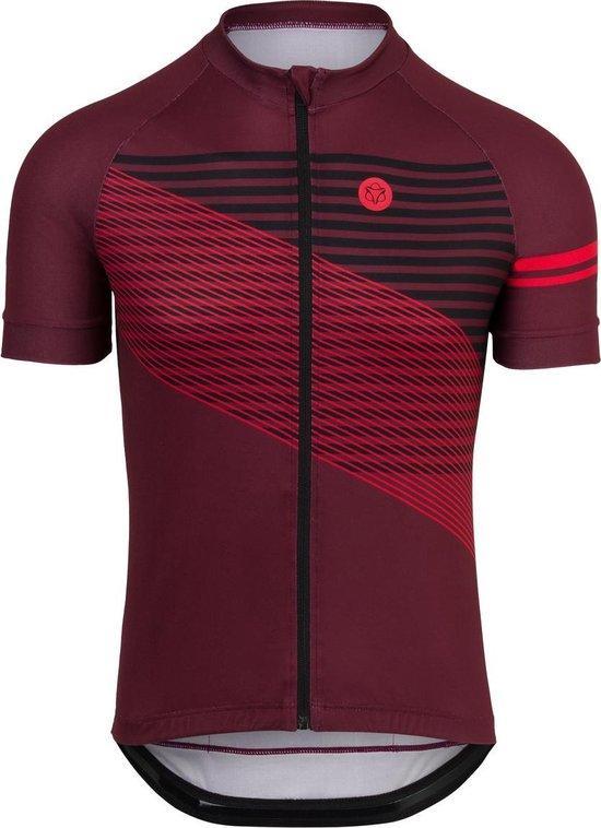 AGU Striped Fietsshirt Essential Heren - Rood - M, Fietsen en Brommers, Fietsaccessoires | Fietshelmen, Nieuw, Verzenden