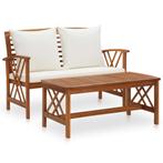 vidaXL 2-delige Loungeset met kussens massief acaciahout, 2 zitplaatsen, Verzenden, Nieuw, Loungeset