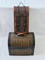 Opbergkoffer (2) - Hout, Messing, Leder - Koffers/