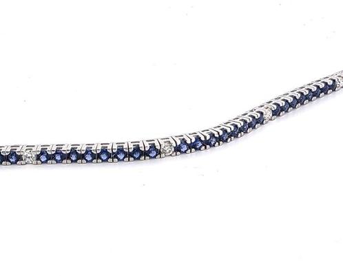 Armband - 18 karaat Witgoud - 4.27ct. tw. Saffier - Diamant, Sieraden, Tassen en Uiterlijk, Armbanden
