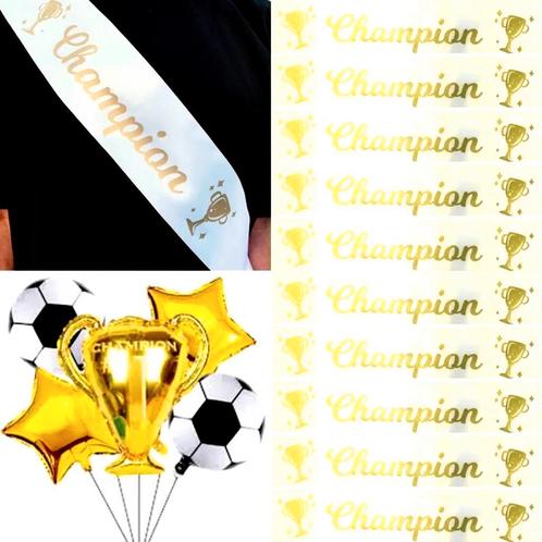 Voetbal Kampioen set met 16 sjerpen Champion en ballonnen, Verzamelen, Sportartikelen en Voetbal, Overige typen, Nieuw, Overige binnenlandse clubs