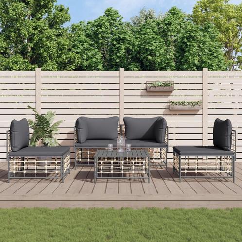 vidaXL 5-delige Loungeset met kussens poly rattan, Tuin en Terras, Tuinsets en Loungesets, Loungeset, Nieuw, Rotan, Verzenden