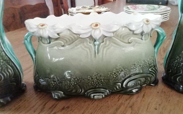 Lille Fives De Bruyn - Jardinière (3) - Garniture de, Antiek en Kunst, Antiek | Glas en Kristal