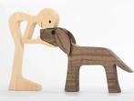 Houten beeldje - Man en Hond - Model 12, Nieuw