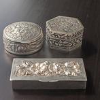 Pillendoosje (3) - .800 zilver, .915 zilver, .925 zilver, Antiek en Kunst