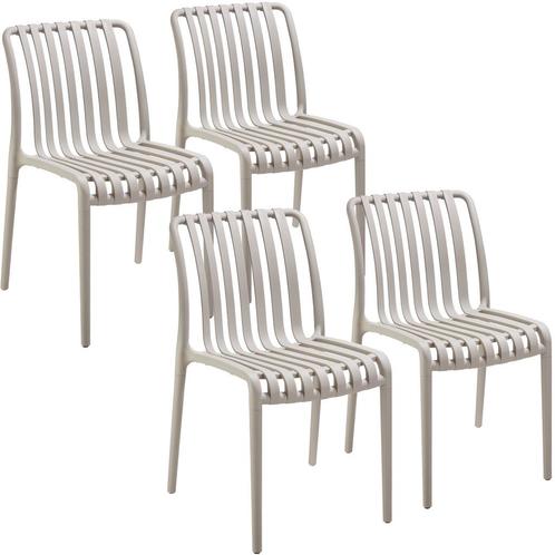 Tuinstoelen Alcudia, weerbestendig, stapelbaar - taupe, Set, Tuin en Terras, Overige Tuin en Terras, Verzenden