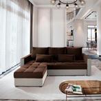 *SALE* Slaapbank met opbergruimte Kos | Bruin/Beige €499,-, Huis en Inrichting, Banken | Bankstellen, Hout, 125 tot 150 cm, Verzenden