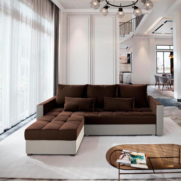 *SALE* Slaapbank met opbergruimte Kos | Bruin/Beige €499,-, Huis en Inrichting, Banken | Bankstellen, 200 tot 250 cm, 125 tot 150 cm