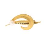 Gouden veer broche met parel | Vintage (gouden broche), Goud, Met edelsteen, Gebruikt, Ophalen of Verzenden