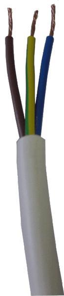 Stroomkabel Voor Binnen, Wit, 3 Aders, Per M - Kabel Rolluik, Doe-het-zelf en Verbouw, Elektra en Kabels, Nieuw