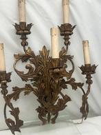 Wandkandelaar - goudkleurig metaal, Hout - Florentijnse