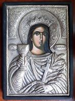 Icoon - Sint Barbara - Zilver, Hout, Antiek en Kunst