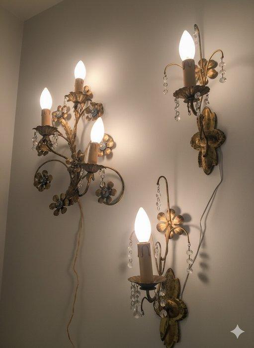 Wandkandelaar (3) - Metaal, Glas, Kristal, Antiek en Kunst, Curiosa en Brocante