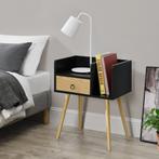 Moderne nachtkastje Lucia 64x50x36 cm zwart en hout, Nieuw, Verzenden