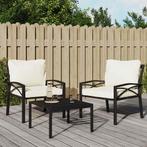vidaXL Tuinstoelen met zandkleurige kussens 2 st 68x76x79 cm, Tuin en Terras, Verzenden, Nieuw, Rvs, Tuinset