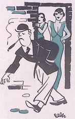 Man en twee vrouwen in zwart en blauw (lijst optie, Lithos), Antiek en Kunst, Kunst | Litho's en Zeefdrukken, Verzenden