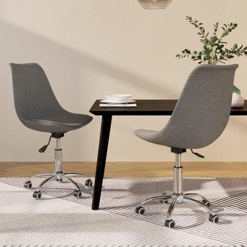 vidaXL Eetkamerstoelen draaibaar 2 st stof lichtgrijs, Huis en Inrichting, Stoelen, Grijs, Nieuw, Verzenden