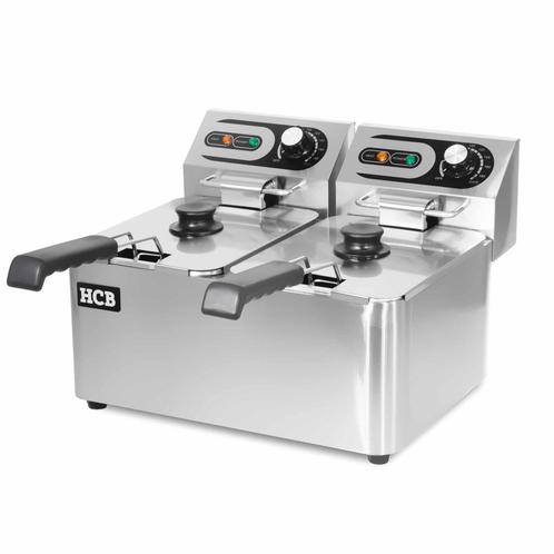 HCB Dubbele friteuse - 2 x 4,5 liter - 2 x 230V - RVS, Zakelijke goederen, Horeca | Keukenapparatuur, Nieuw in verpakking, Fornuis, Frituur en Grillen