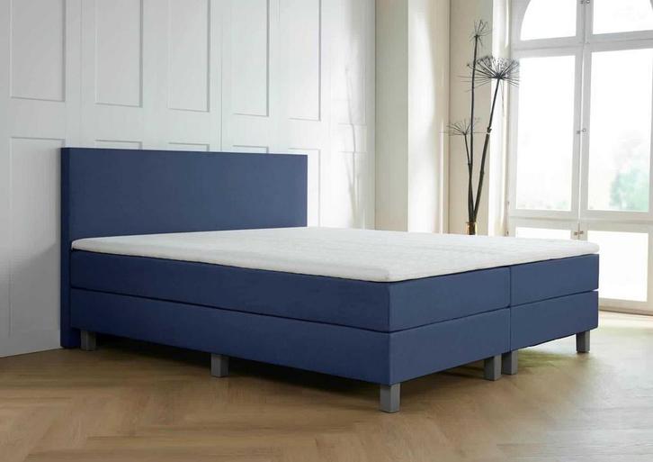 ACTIE! Boxspring Turijn 180 200 Blauw, Huis en Inrichting, Slaapkamer | Boxsprings, 180 cm, 200 cm, Blauw, Tweepersoons, Nieuw