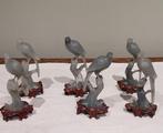 Groep van 6 gesculpteerde vogeltjes - Steen - China - 20e