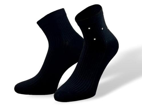 Damessokken met steentjes en rib - Naadloos - Zwart, Kleding | Dames, Sokken en Kousen, Verzenden