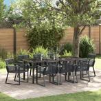 vidaXL 9-delige tuin eetset - zwarte poly rattan, Tuin en Terras, Verzenden, Nieuw, Rotan
