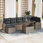 vidaXL Tuin Sofa Set met kussen met opslag 8 pcs Grijs Poly, Verzenden, Nieuw, Rotan