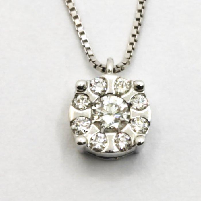Halsketting - 18 karaat Witgoud - 0.34ct. tw. Diamant, Sieraden, Tassen en Uiterlijk, Kettingen