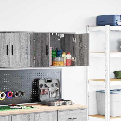 vidaXL Garage wandkast bewerkt hout grijs Sonoma, Huis en Inrichting, Kasten | Stellingkasten, Nieuw, Verzenden