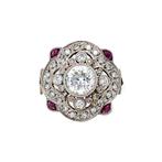 Platina prinsessen ring met diamant en robijn 900, Ophalen of Verzenden, Nieuw