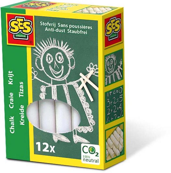 SES Creative schoolbordkrijt wit 12 van €1,49 voor €1,19, Kinderen en Baby's, Speelgoed | Overig, Ophalen of Verzenden