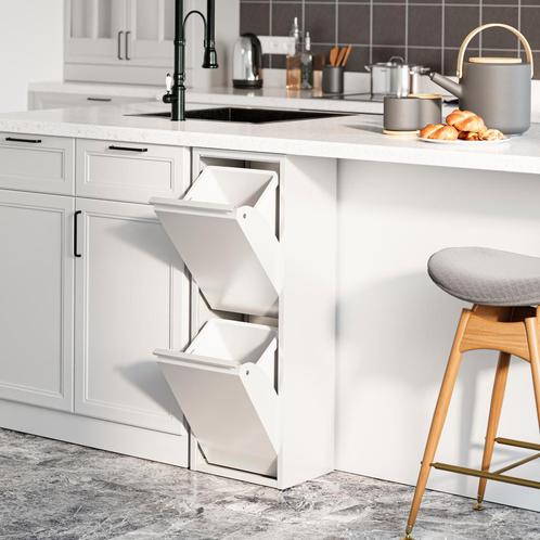 [en.casa] Prullenbak Sollentuna 93x33x25 cm wit, Huis en Inrichting, Woonaccessoires | Prullenbakken, Nieuw, Verzenden