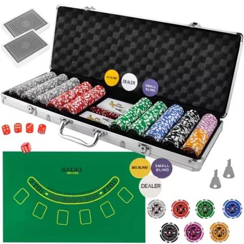 Malatec Poker Set met 500 Chips - Compleet en Klaar voor..., Hobby en Vrije tijd, Gezelschapsspellen | Overige, Nieuw, Ophalen of Verzenden
