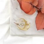 Bicolor gouden fantasie broche met diamant | 0,02 ct., Sieraden, Tassen en Uiterlijk, Broches, Gebruikt, Overige kleuren, Ophalen of Verzenden