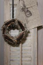 Grey moss wreath rasped spruce + sticks 30 cm, Ophalen of Verzenden, Nieuw