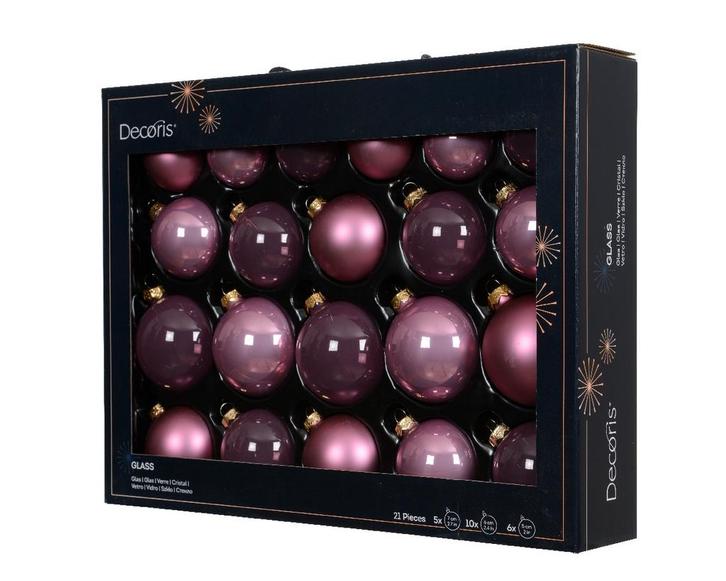 Kerstballen Glas Vintage Roze 7 cm Set van 21, Huis en Inrichting, Woonaccessoires | Kunstplanten en Kunstbloemen, Nieuw, Ophalen of Verzenden