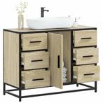 vidaXL Wastafelkast 80x33x60 cm bewerkt hout sonoma, Verzenden, Nieuw, Minder dan 100 cm