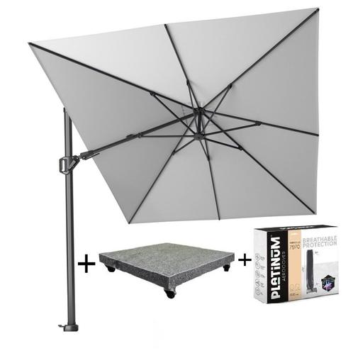 Challenger T2 zweefparasol 350x260 cm lichtgrijs met, Tuin en Terras, Parasols, Nieuw, Ophalen of Verzenden